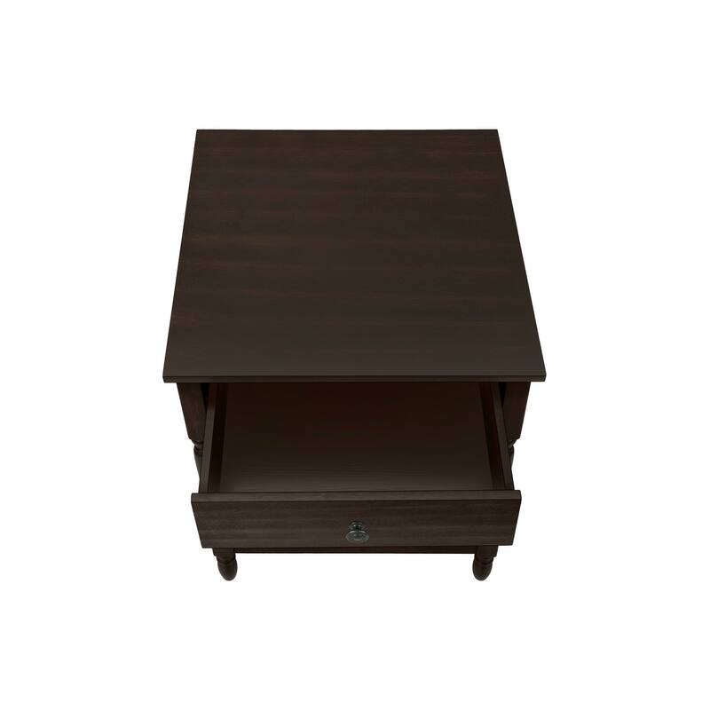 Accent Table, 2 Tier, End, Side Table, Square, Nightstand, Bedroom, Lamp, Brown Veneer, Traditional