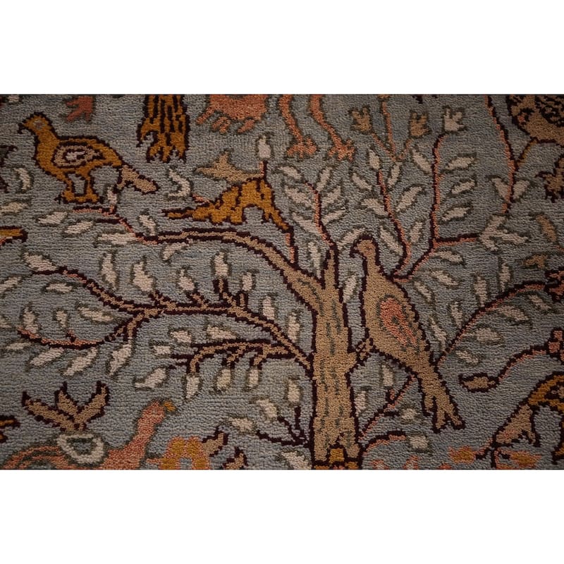 Animals Design Gray Ziegler Oriental Area Rug Handmade Wool Carpet - 7'9"x 9'9"