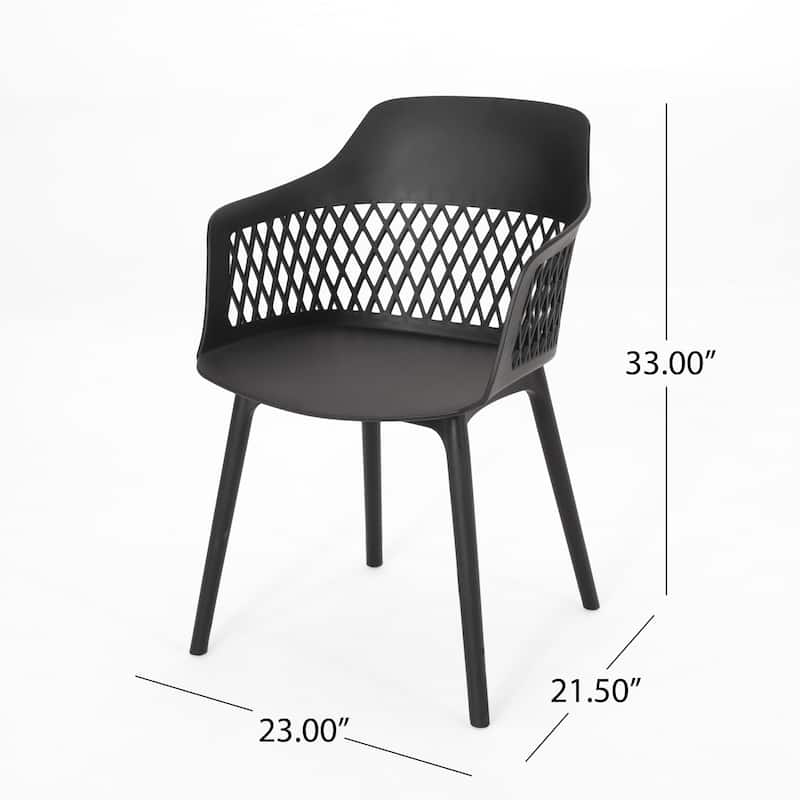 Roomfitters Outdoor Plastic Chairs with Lattice Back, Lightweight Patio Seating Set of 2, Modern Style
