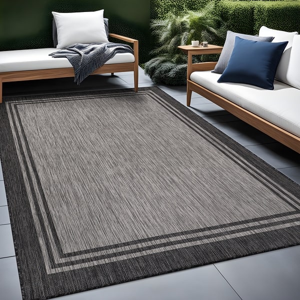 5' X 7' Spa Coastal Bordered Indoor Outdoor Area Rug 5' X 7' Spa Coastal Bordered Indoor Outdoor Area Rug