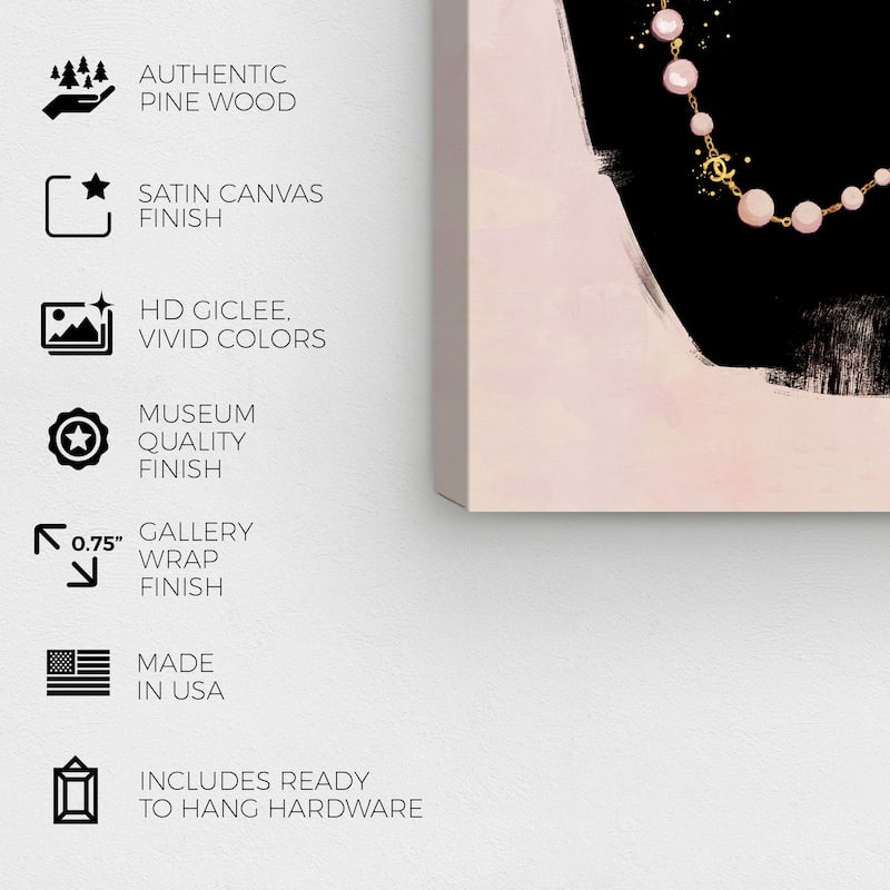Wynwood Studio 'Necklace Display' Fashion and Glam Wall Art Canvas Print Jewelry - Black, Gold