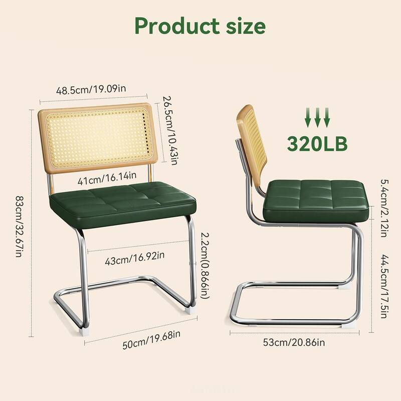 2PCS PU Rattan Dining Chair With Metal Legs