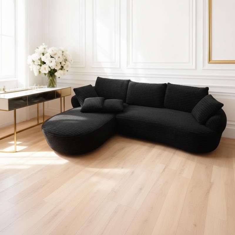 100'' Boneless Corduroy L-shaped Living Room Couch