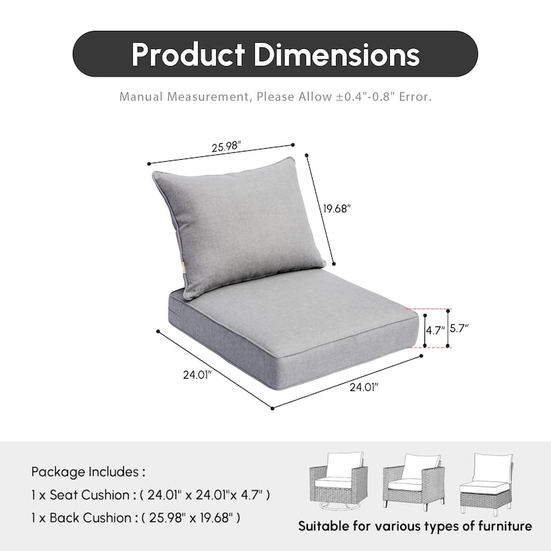XIZZI Outdoor Seat Back Cushion Set Plush Comfort for Patio Furniture