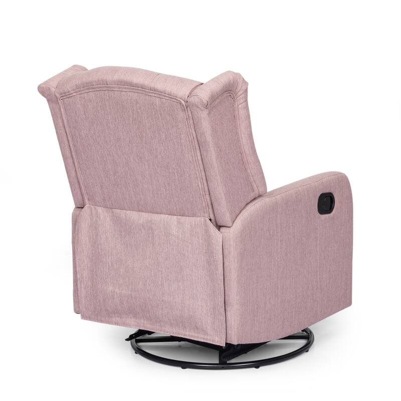 Swivel Tufted Recliner Chair, Fabric Manual Rocking Lounge Chair with Adjustable Backrest & Footrest Modern Single Sofa Chair