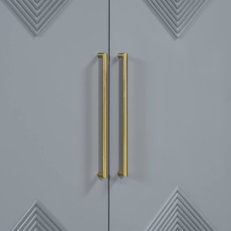 Artsy Contemporary Storage Cabinet with Adjustable Shelves, Two-Tone Design, and Durable MDF Build