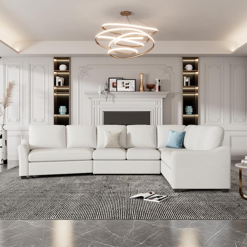 Sectional Sleeper Sofa with Pull-Out Bed Modern L-Shape Couch Bed with USB Charging Port