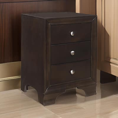 Folu 26 Inch Nightstand, USB Port, 3 Drawers with Chrome Knobs, Brown