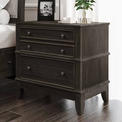 Solid Wood 3-Drawer Nightstand