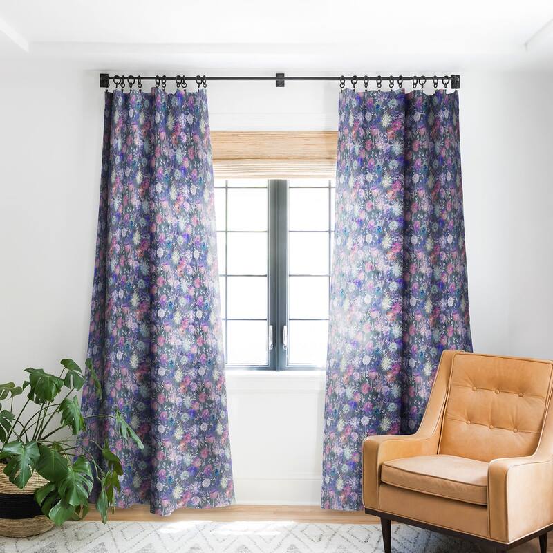 Blackout Gillian Floral Grey Made-to-Order Curtain Panel (One Panel) - 84 Inches x 50 Inches