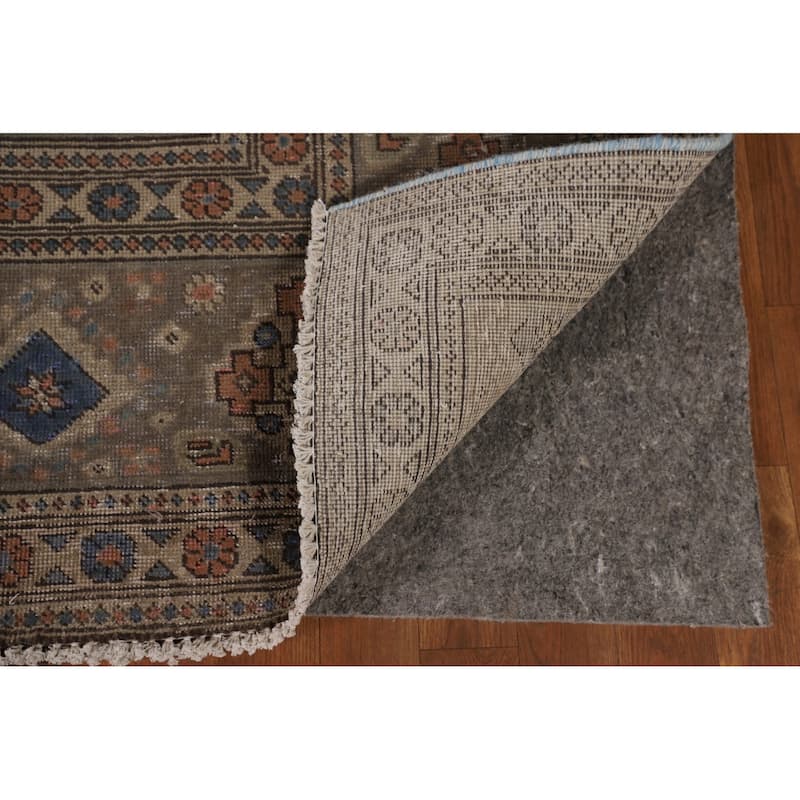 Over-Dyed Tabriz Persian Vintage Rug Hand-Knotted Blue Wool Carpet - 9'4"x 12'10"