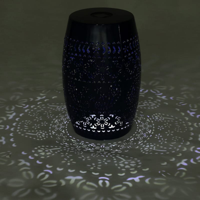 Danya Indoor/Outdoor Iron Side Table with Solar Powered Light and Built-In Battery by Christopher Knight Home