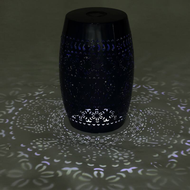 Solar Side Table with Built-in Solar Battery,Stunning Flower Pattern at Night,Eco-Friendly