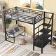 preview thumbnail 3 of 5, Black Triple Bunk Bed with Drawers & Storage Staircase (Twin over Twin & Twin)