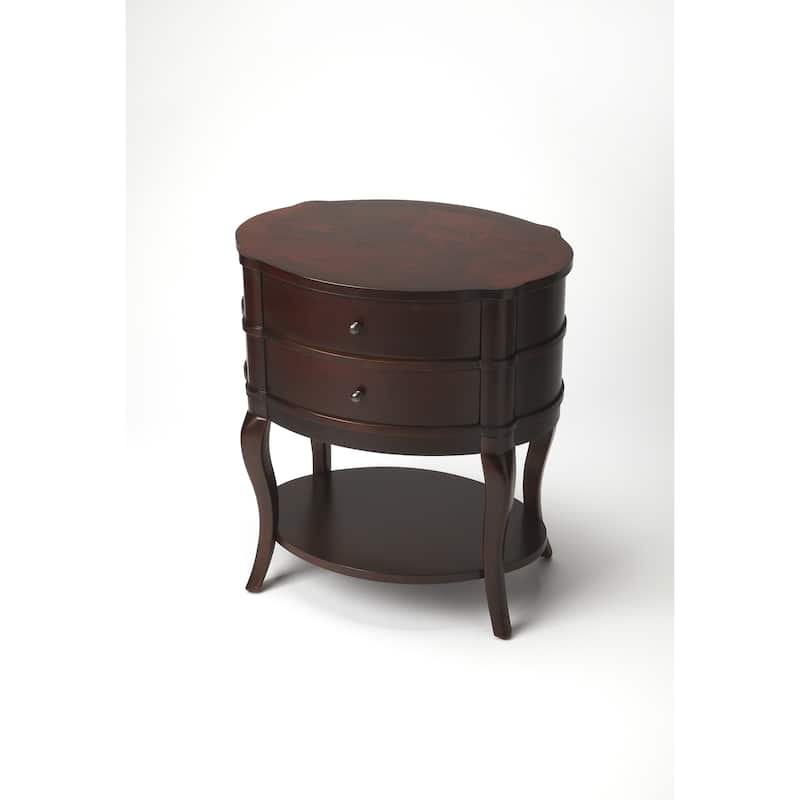 Oval Cherry Finish Side Table - Cherry