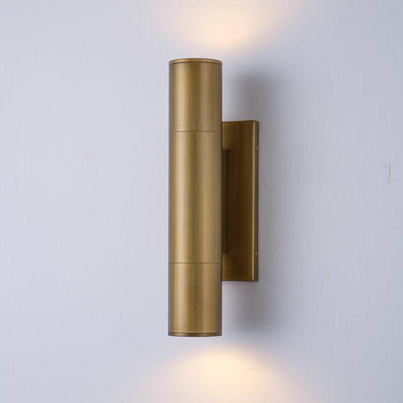4.5" Modern Black/Gold Cylinder Integrated LED 3000K Up and Down Waterproof Outdoor Wall Armed Sconce