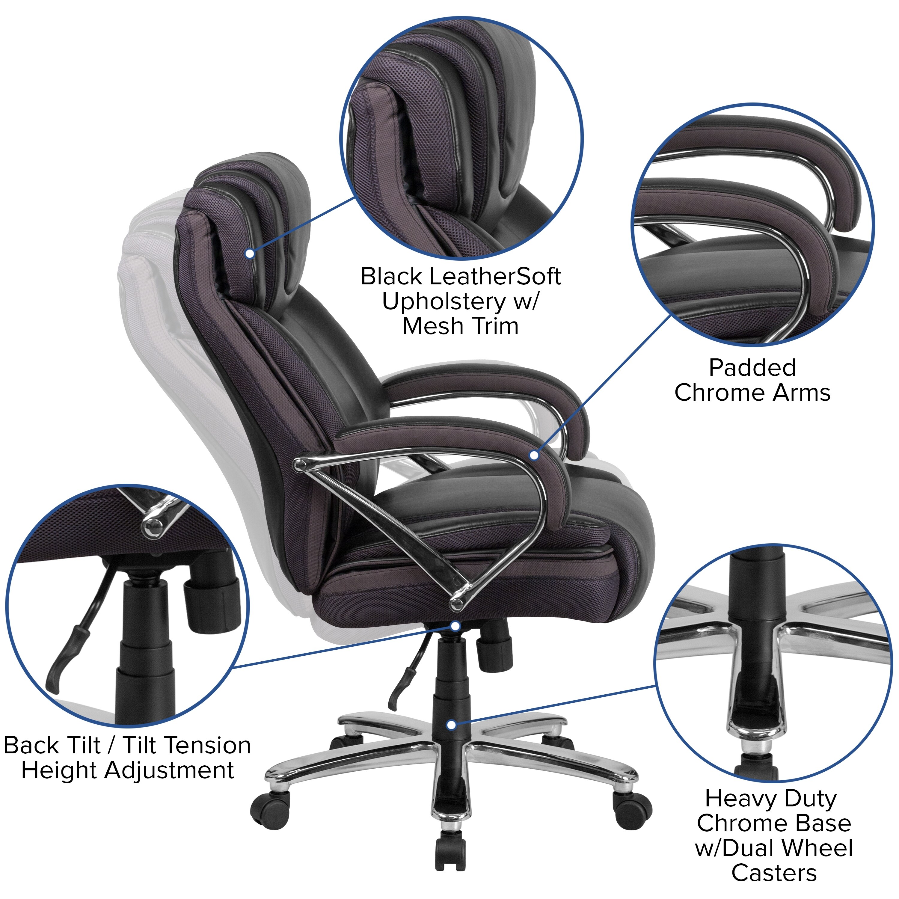 Big Tall Leathersoft Executive Swivel Ergonomic Office Chair Overstock 14216983