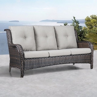 Outdoor Patio Rattan 3-Seat Sofa with Cushion