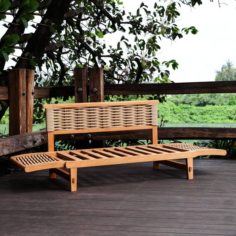 Cambridge Casual Auburn Teak Outdoor Sofa Daybed with Sunbrella Cushion