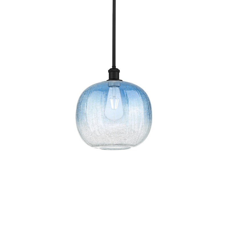 Innovations Lighting 516-1S-12-11 Brookhaven Sphere Pendant Brookhaven - Matte Black / Sapphire Blue