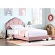 preview thumbnail 2 of 13, Twin Platform Bed Frame for Kids, Velvet Shell Headboard, No Box Spring Needed, Pink