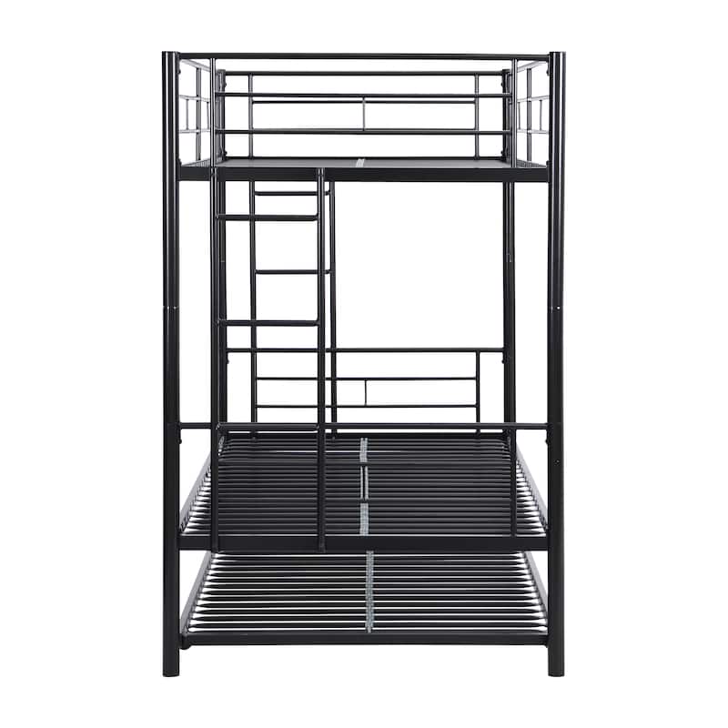 Twin over Twin Size Metal Bunk Bed with Trundle