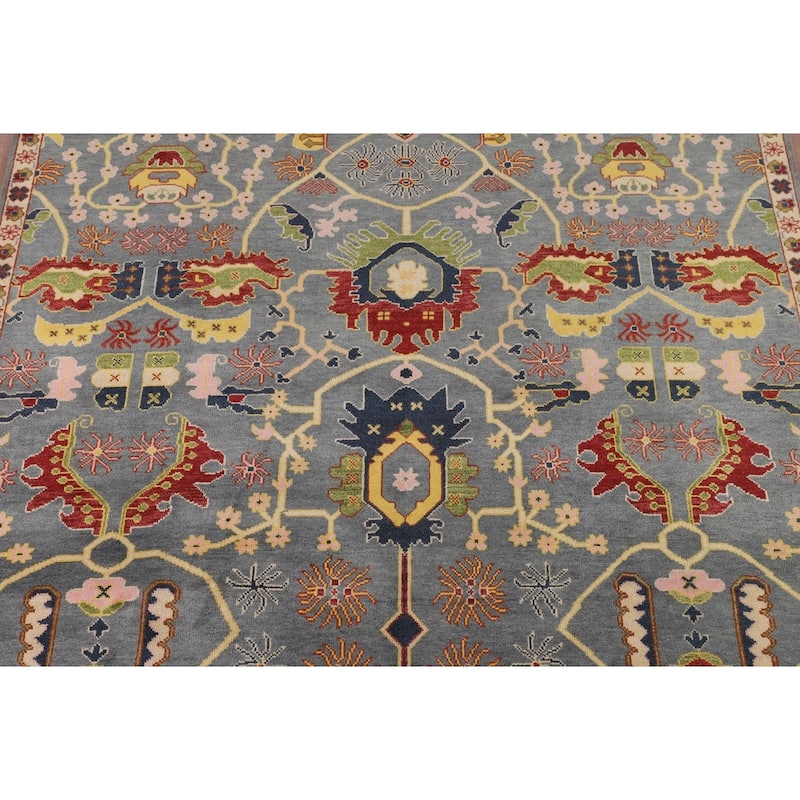 All-Over Oushak Indian Area Rug Handmade Wool Carpet - 8'11"x 11'8"