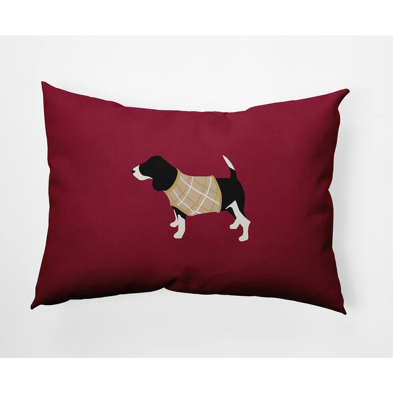 Warmest Wishes Doggie Christmas Decorative Throw Pillow - Cranberry