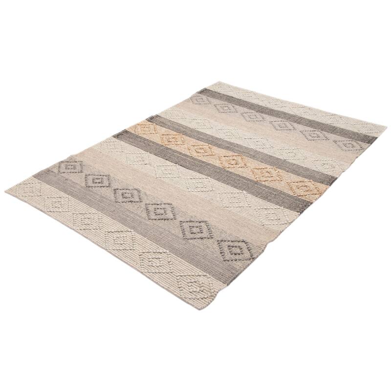 ECARPETGALLERY Braid weave Sienna Grey Wool Rug - 6'2 x 9'0