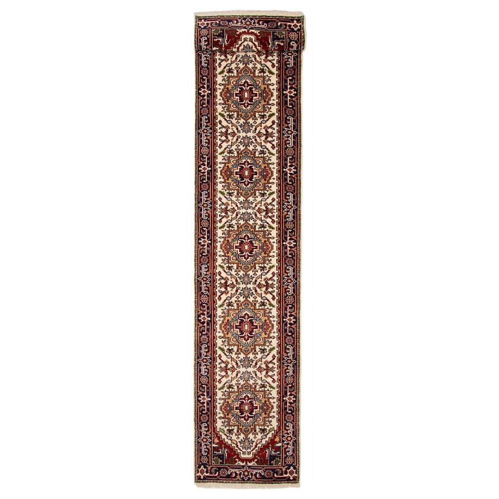 ECARPETGALLERY Hand-knotted Serapi Heritage Cream Wool Rug - 2'7 x 19'5