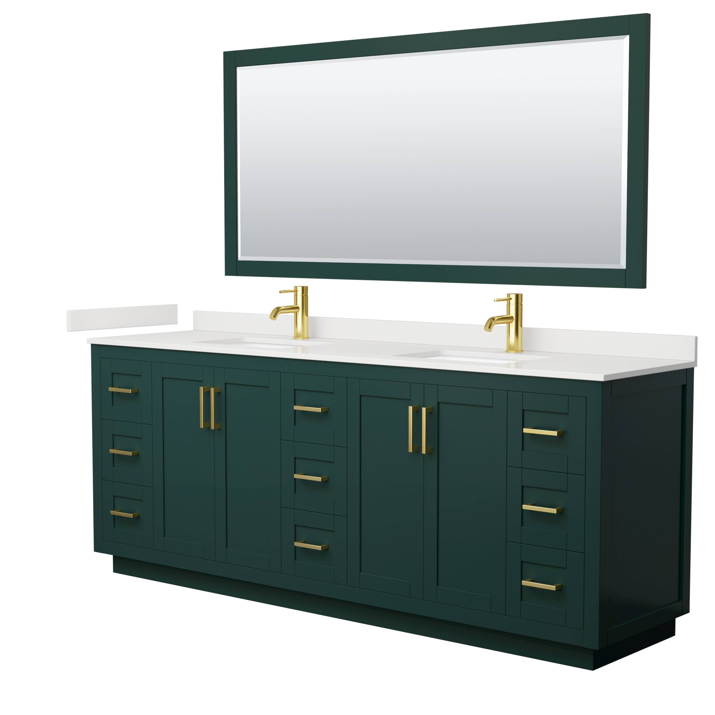 Option Green, Gold Trim, White Quartz Top