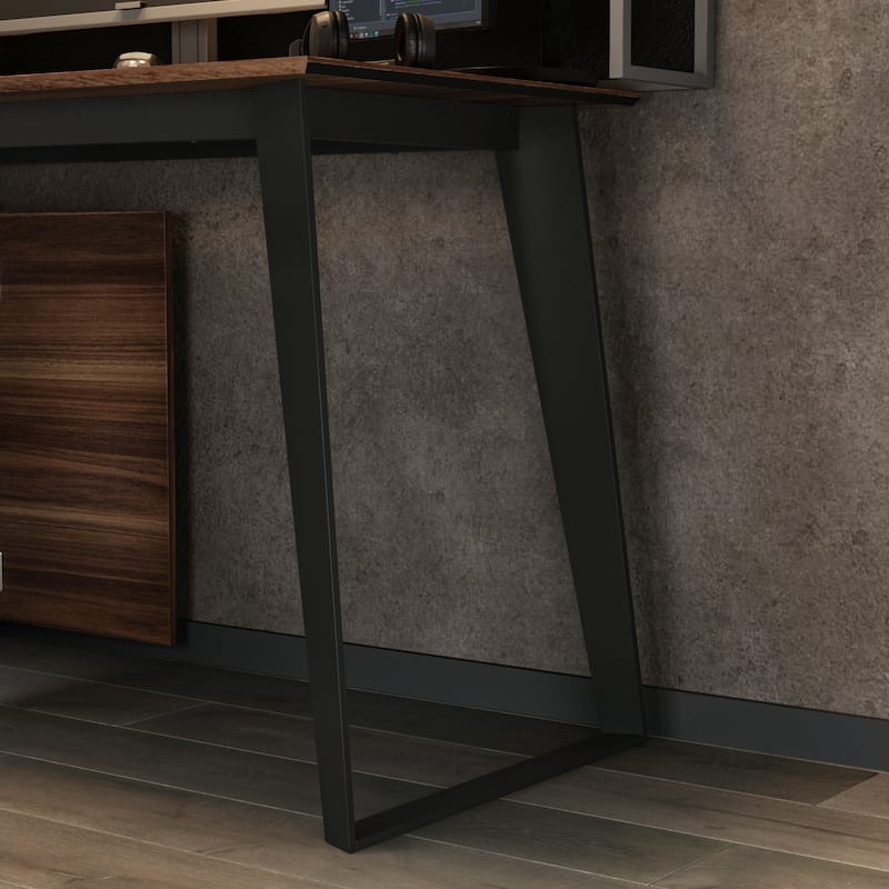 Timechee Home Office Desk L-Shaped Desk with Drawers Cabinet Corner Desk