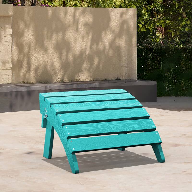 HDPE Folding Adirondack Ottoman, No-Assembly Outdoor Footrest,Fade Resistant Patio Footstool for Adirondack chair