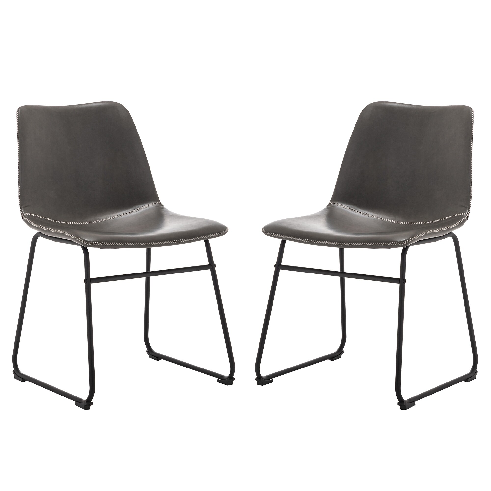 Belleze Set Of 2 Faux Leather Upholstered Armless Side Chair Gray Overstock 31519402