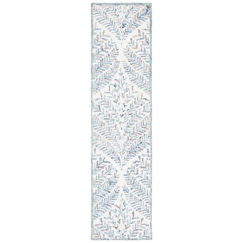 SAFAVIEH Handmade Capri Ilianka Wool Rug - 2'3" x 9' Runner - Ivory/Blue