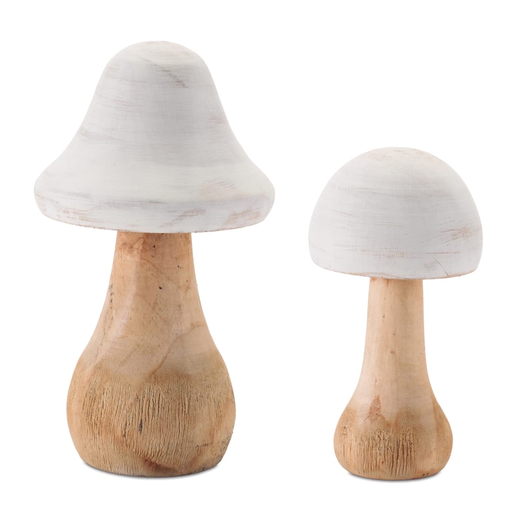Rustic Wooden Mushroom Décor (Set of 2)
