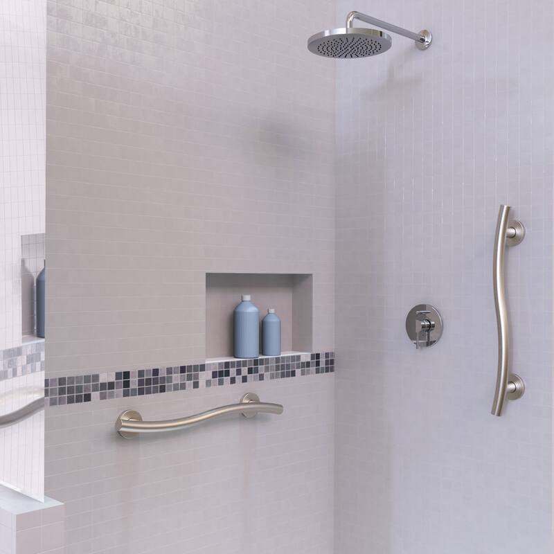 Keeney Wave Designer Grab Bar 1.25 Dia x 24 in., Brushed Nickel