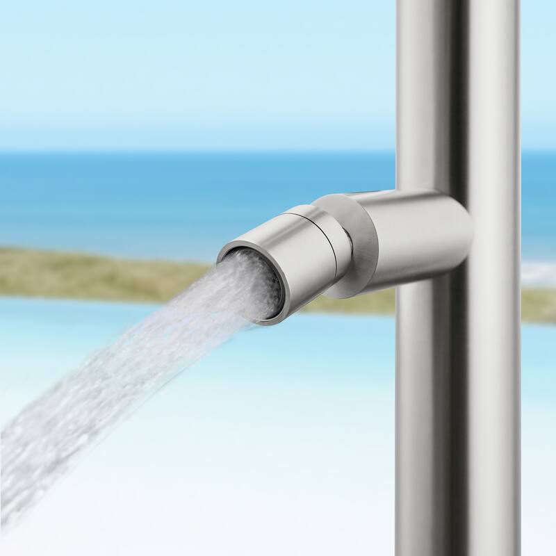 91"H 316 Stainless Steel Freestanding Outdoor Shower with Foot Wash Spout