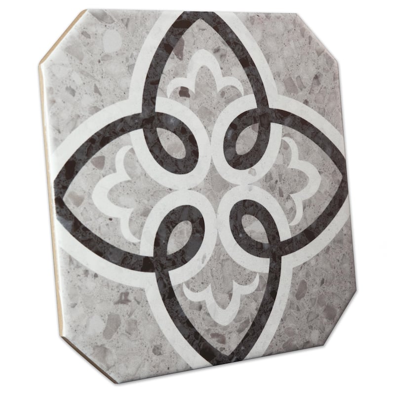 Merola Tile Riviera Octagon Garde Gris 7-7/8" x 7-7/8" Porcelain Floor and Wall Tile