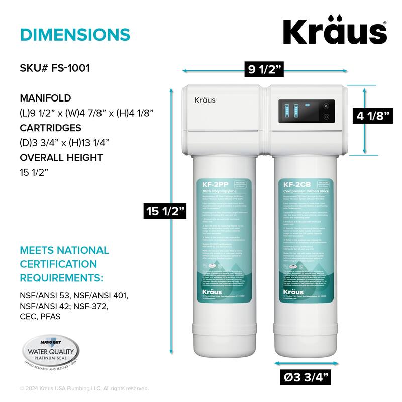 Kraus FS-1001 Purita 2-Stage Under Sink Water Filtration System with