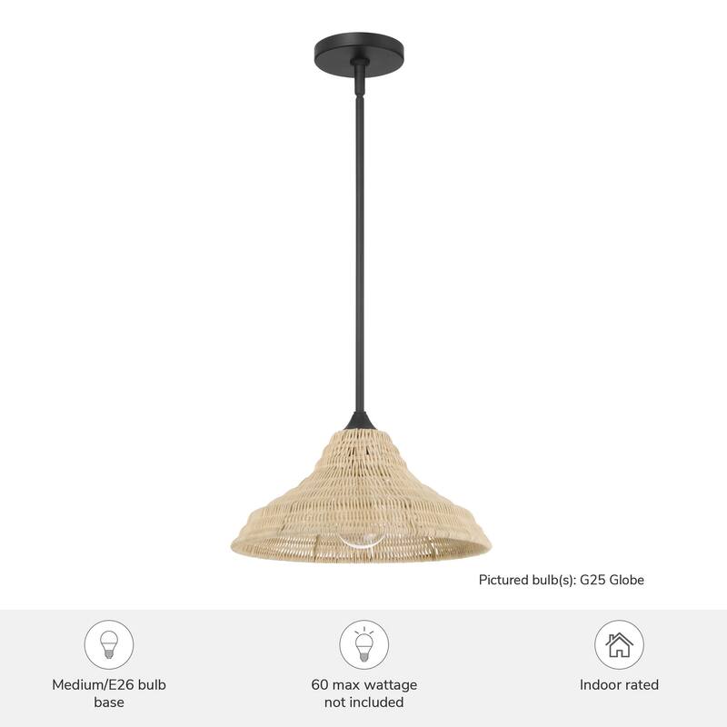 Hunter Agoura Boho Rattan Pendant - Kitchen, Bedroom, Living Room, Dining Room, Entry - Transitional, Coastal