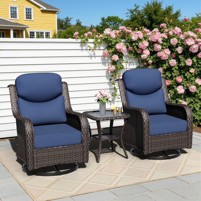COZYWOR 2-person Outdoor Rattan Seating Group With Cushions - BLUE