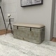 preview thumbnail 30 of 36, Grey Metal Farmhouse Upholstered Storage Bench