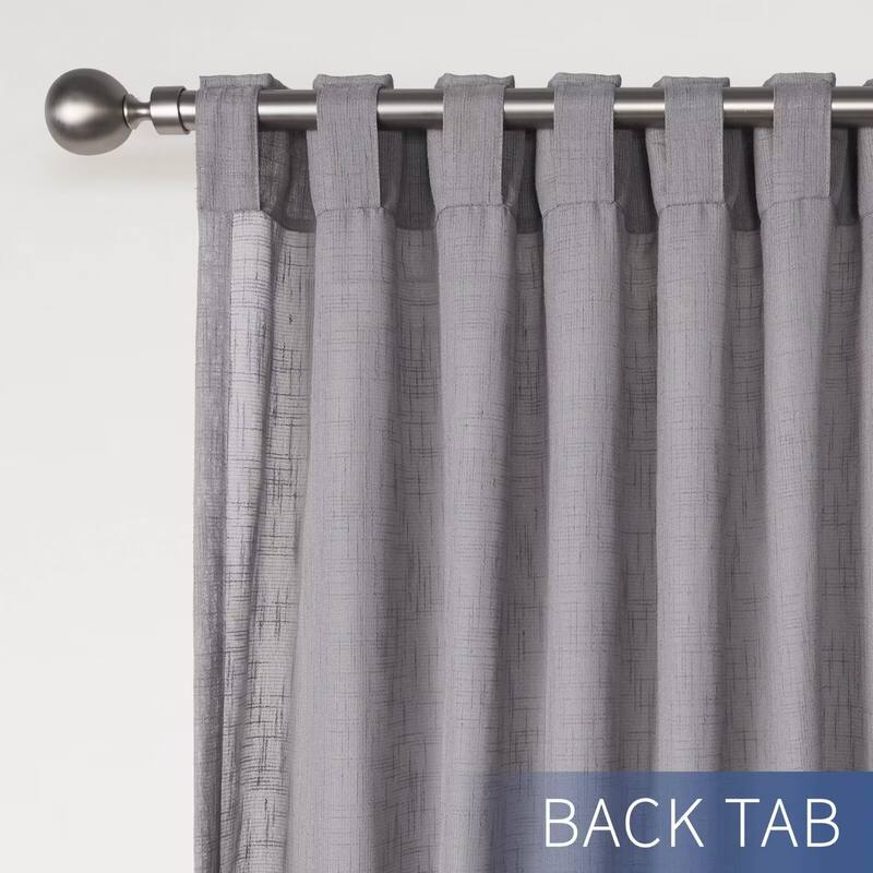 Linen Texture Double Ruffle Semi-sheer Curtain Pair(2 panels)