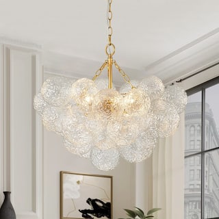 Modern Luxury Water Textured Cluster Glass Globe Bubble Chandelier