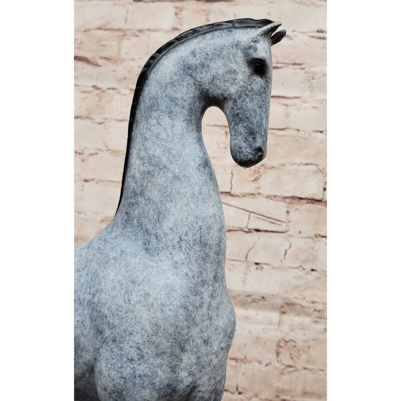 Bronze Imitative Horse Statue - Minimalist Equestrian Sculpture Decor Signed Art