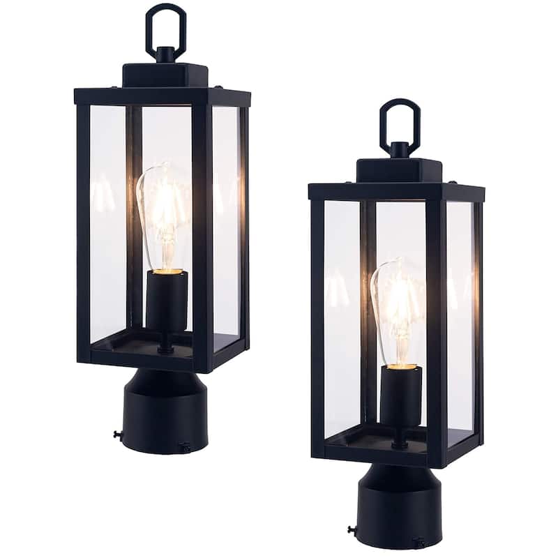 2 Pack 1-Light Outdoor Wall Sconce Set - 5.12"x5.12"x16.5" - 5.12"x5.12"x16.5" - Matte Black