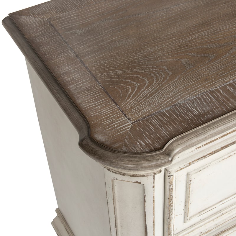 Magnolia Manor Upholstered Bed, Dresser and Mirror, and Nightstand Set
