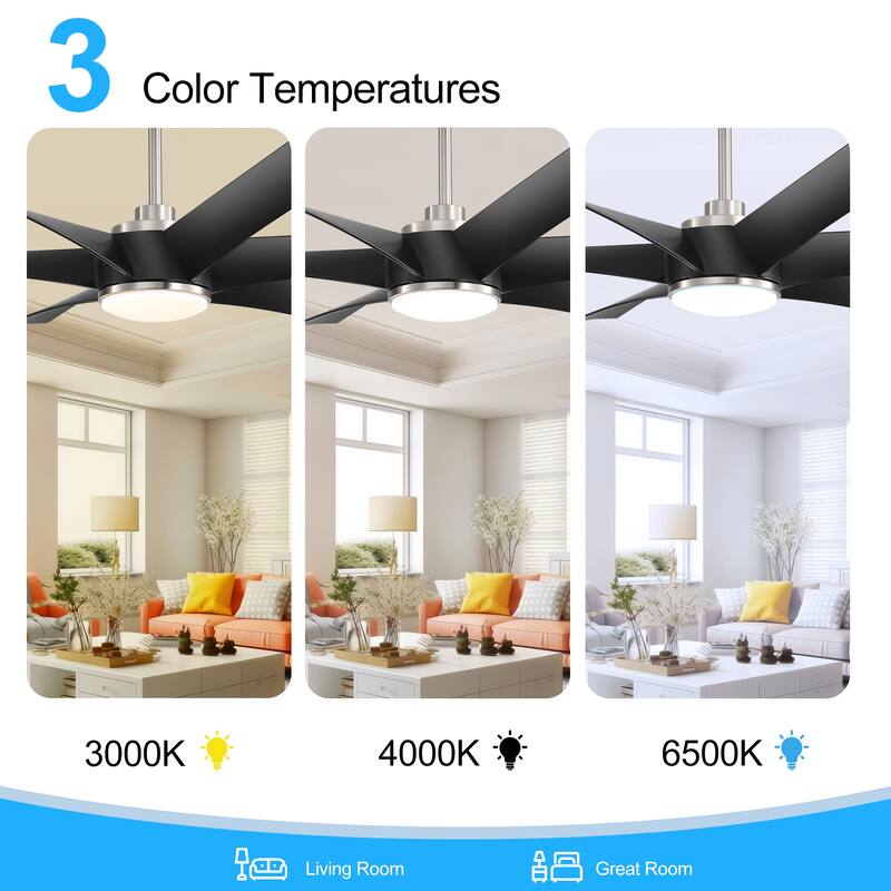 65-in Indoor Large LED Ceiling Fan with Light Remote (6-Blade)