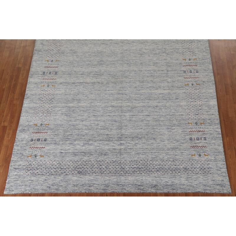Gabbeh Beige Indian Area Rug Hand-Knotted Wool Carpet - 9'1"x 11'10"